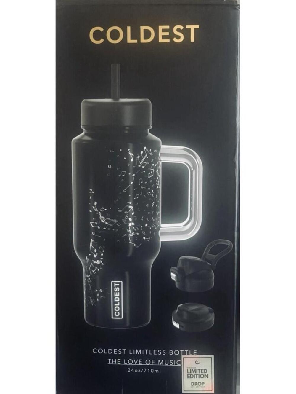 Coldest Limitless Bottle The Love of Music Black 24oz/710ml Handle Straw